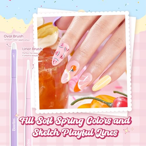 Image of Beetles Nail Art Brushes 6pcs - Sweet Swirl Nail Art Tools Liner Brushes for Nails Dotting Tool Gradient French Manicure Design Pen with Floral Palette, Brush Holder, DIY Gift for Women