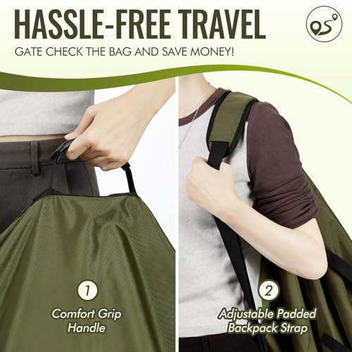 Image of MOYAQI Stroller Travel Bag for Airplane, Gate Check Bag Backpack with Durable Nylon,Adjustable Carry Straps,Infant Carriers & Booster Seats (Green)