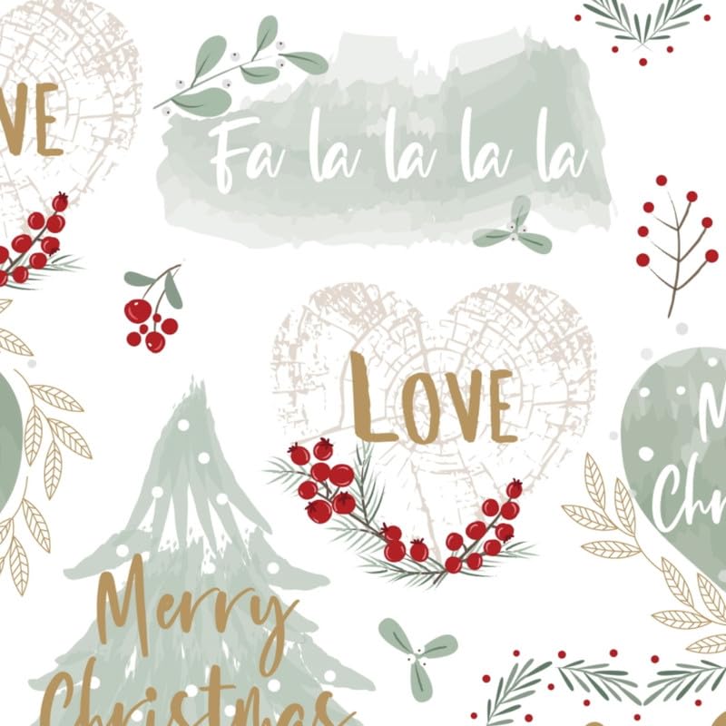 Foraging in The Forest with Love Christmas Metallic Cotton Print Fabric 110cm Wide 100% Organic Cotton Craft Fabric Material