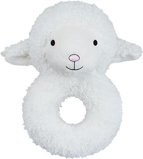 Doindute Baby Lamb Soft Rattle Toy, Sheep Plush Infant Shaker Rattle Easy-Grasp Stuffed Animal Toy, Birthday Gifts for Babies Toddlers Boys Girls, Ages Newborn +, Whiteï¼Œ5.5