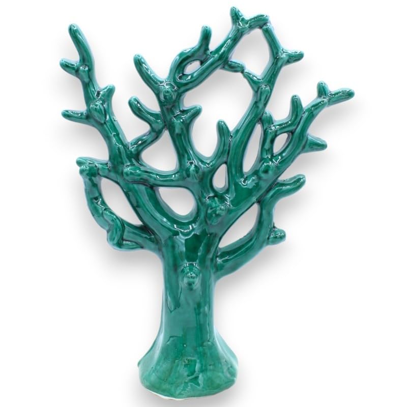 Coral de cerámica de Caltagirone decorativo verde de 20 cm Sicilia Bedda