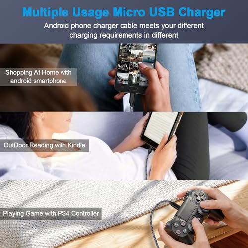Image of Micro USB Cable 9FT Fast Charging Old Android Phone Charger Cord for Samsung Galaxy S7 Edge S6,PS4,Xbox,MP3,MP4, Old Kindle Replacement Charger Cord for Kindle Paperwhite /Oasis /Fire /Fire HD /Fire HDX