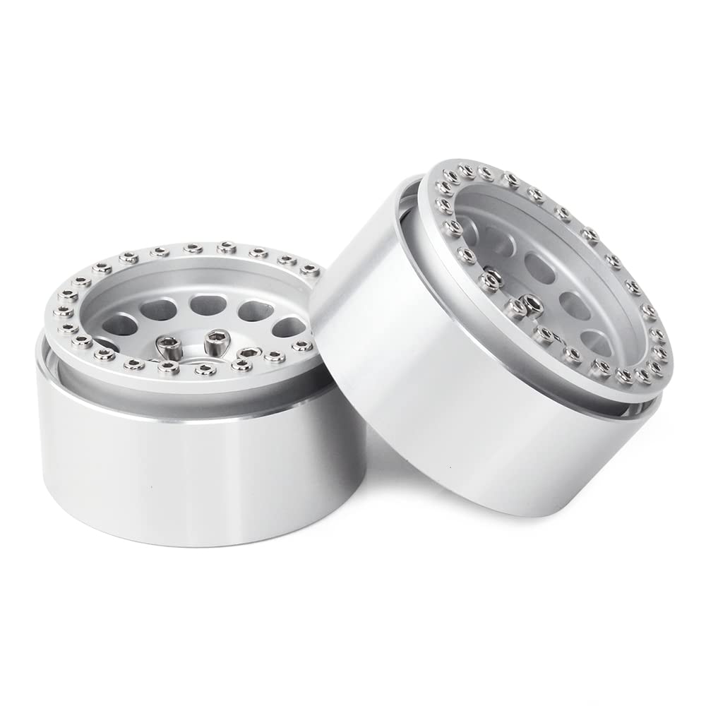 INJORA 4PCS RC 1,9 Cerchioni Metallo Beadlock Wheel Rim per 1:10 RC Rock Crawler Axial SCX10 pro SCX10 II III TRX4 D90 VS4-10 Redcat Gen 8 7 Pro Enduro(Argento)