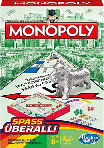 Hasbro Gaming- Monopoly Grab & Go Juego de Viaje Compacto, Versión Alemana, Color (B1002100)