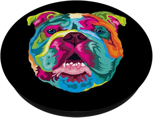 Miniatura 7 de Pop Art Bulldog Inglés Pet Paw Regalo Hombres Mujeres Amantes de Perros PopSockets MagSafe PopGrip para iPhone