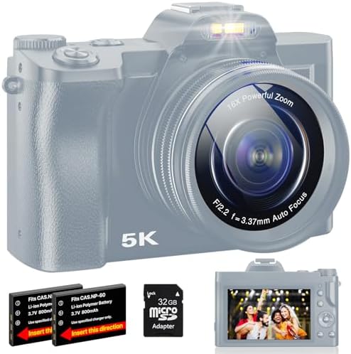 5K Digital Camera WiFi Autofocus Vlogging Camera for YouTube 48MP...