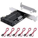PCIe x1 SATA Card 6 Port, SATA 3.0 Controller Expansion Card with 6 SATA Cables & Low Profile...