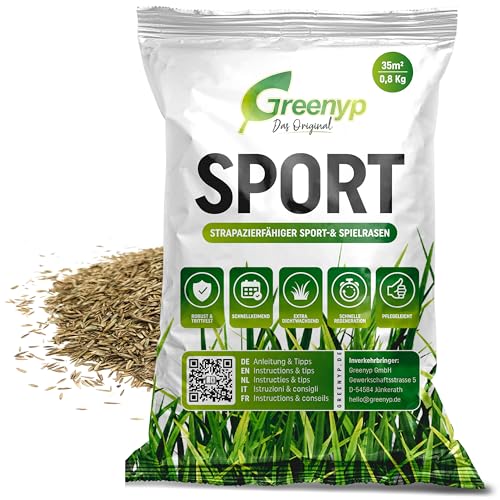 Greenyp® Sport I strapazierfähiger Sport-& Spielrasen I 0,8kg für 35m²...