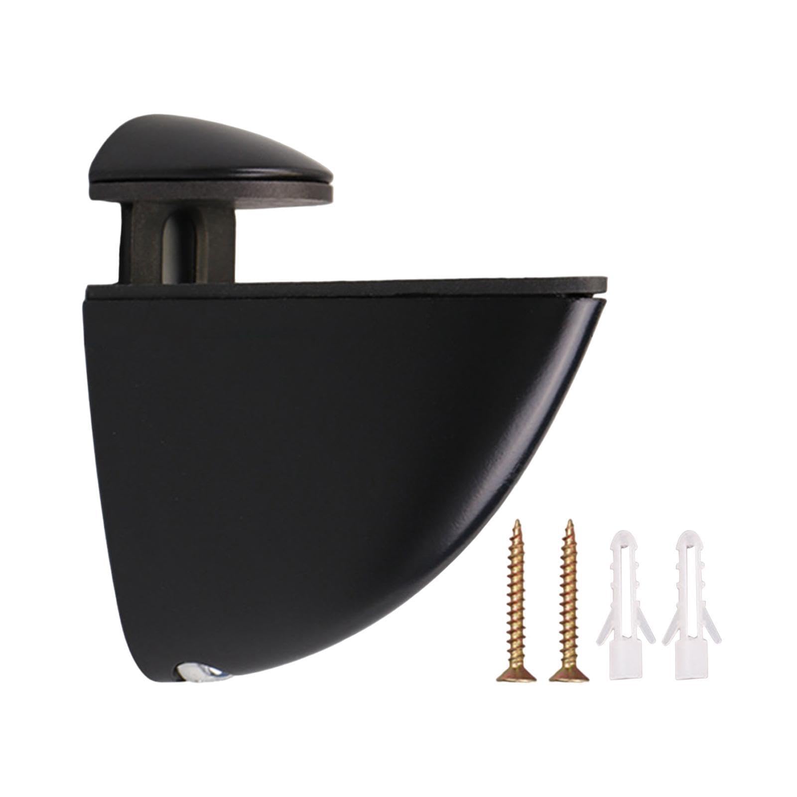 POXZSFX Premium Wall Mounted Glass Clamp Bathroom Entrance Efficient Adjustable Wood Glass Shelf Bracket Installation Adjustable Wood Shelf Bracket Wall Mount, Black, S