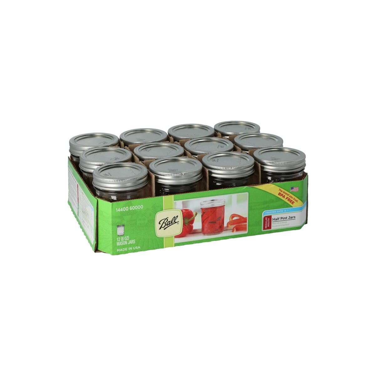 Ball Wide Mouth Glass Mason Jars with Lids and Bands, Used for Canning, Pickling, Juice, Jam, Jelly, Half Gallon Size 64 Ounce (Pack of 4)