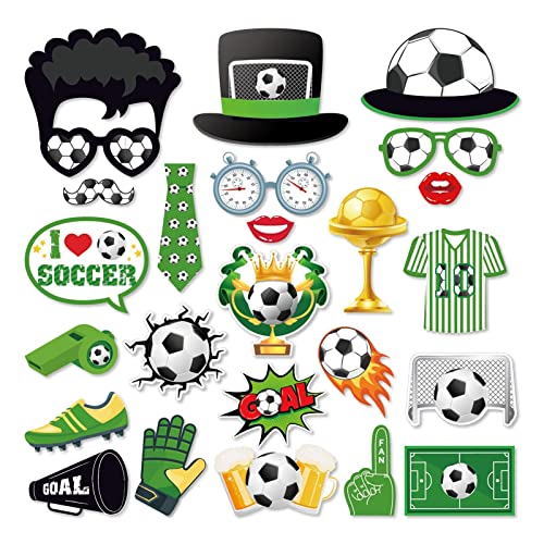 25Pcs Soccer Photo Props, Party Photo Booth Props With Stick Sports Theme Selfie Props Game Day Picture Backdrop Decoration For Football Worldcup Party Supplies #TOP5