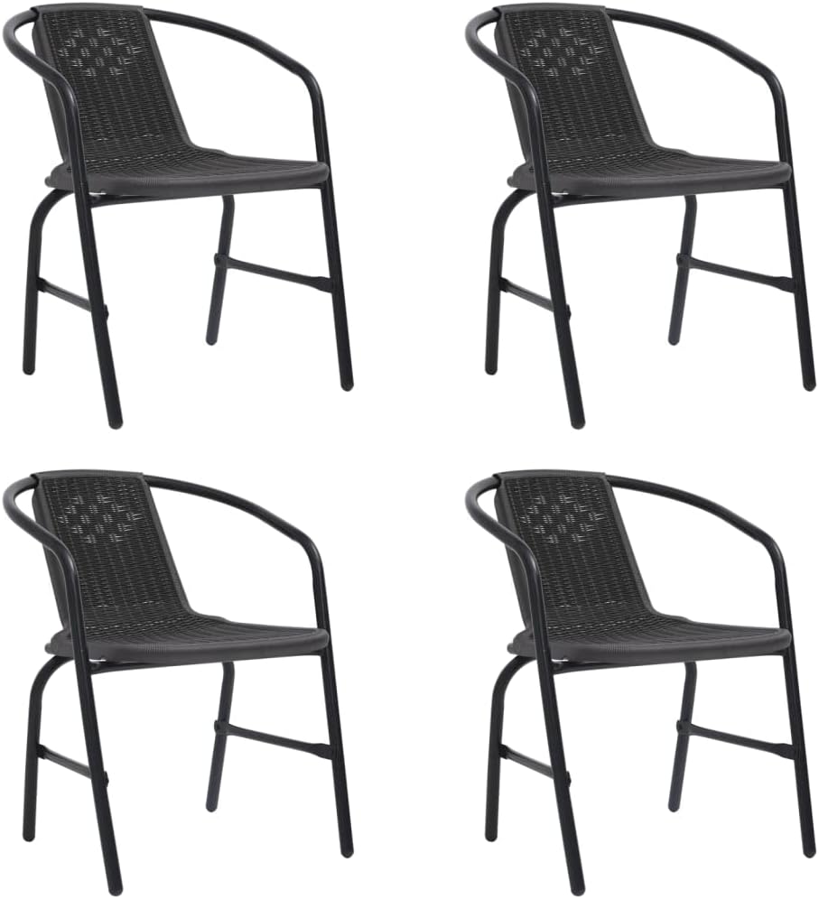 Garden Chairs 4 pcs,Outdoor Patio Furniture,Outdoor Dining Chairs,Kitchen Chairs,Bistro Set,Front Porch Furniture,Balcony Chairs,Rattan Look,for Patio,Garden, Plastic Rattan and Steel 242.5 lb