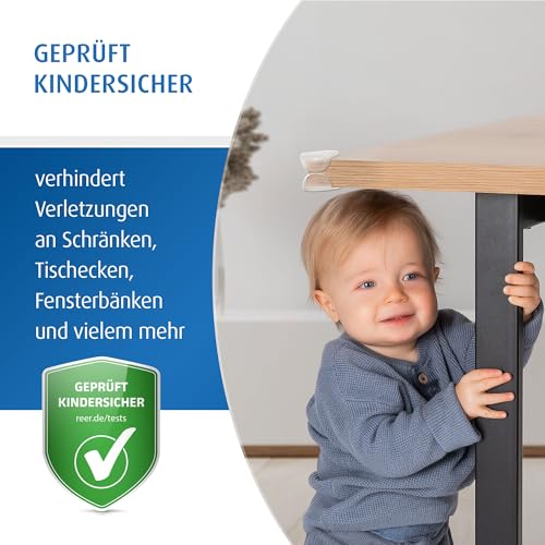 reer Eckenschutz Baby, TPE, PVC-frei, selbstklebend, 4 Stück, Transparent – Ansicht 2