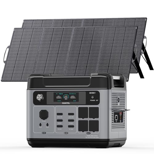 OUKITEL Solargenerator 3200W mit 2x200W Solarpanel 2048Wh Tragbare Powerstation (6400W Peak) LiFePO4 Batterie 220V-240V 1 Std Schnellladung für OutdoorCamping Reise Stromausfälle