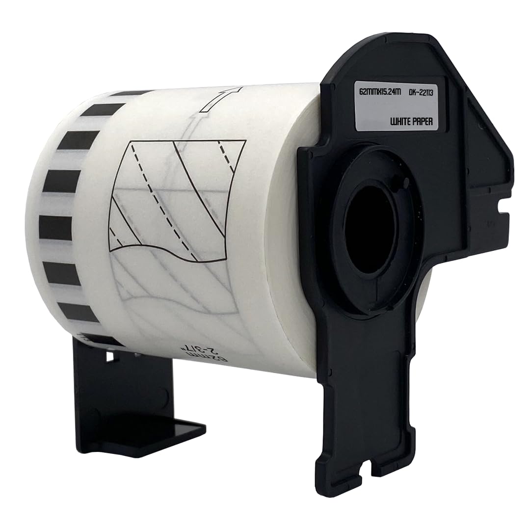 DULA Brother-kompatibel DK-22113, Endlos - Etikettenrolle, 10 Rollen, 62 mm x 15,24 m, Schwarz auf transparent, Filmptape