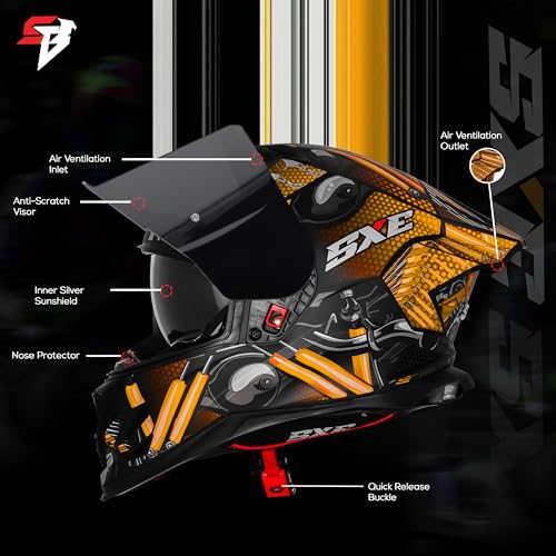 Image of Steelbird SBH-61 SXE X2 Pinlock ISI and Dot Certified Full Face Helmet for Men and with Inner Silver Sunshield