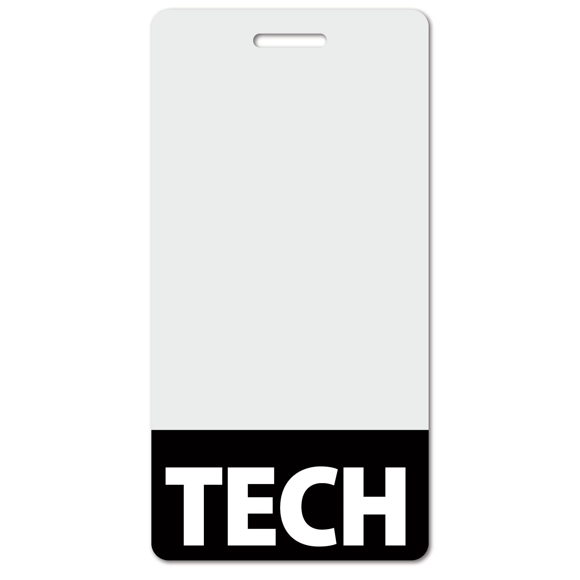 TECH Heavy Duty Vertical Black (1 Pack) - Spill & Tear Proof Cards - 2 Sided USA Printed Quick Role Identifier ID Tag Backer by BadgeZoo