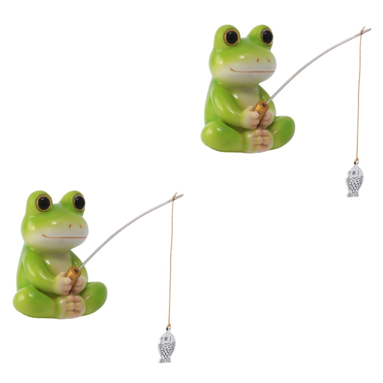PRETYZOOM 2 Piezas Estatua De Pesca De Rana Decoraciones para Peceras Pequeñas Ornamento del Acuario Mini Figuritas De Ranas Juguetes De Pescado para Niños Mini Ranas Resina Green