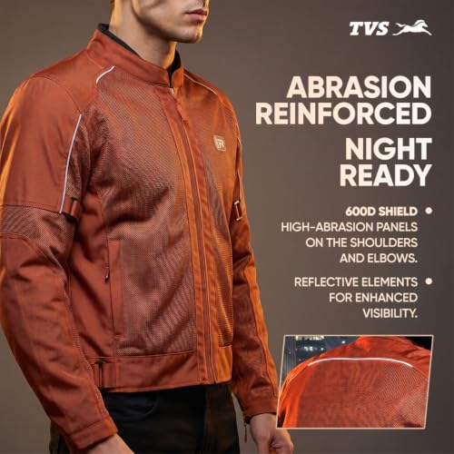 Image of TVS Ronin Edition Mesh Riding Jacket for Men | CE Level 2 Lightweight Back, Shoulder & Elbow Armours, 600D Protection, Lightweight Summer Motorcycle Jacket for Touring, City Riding