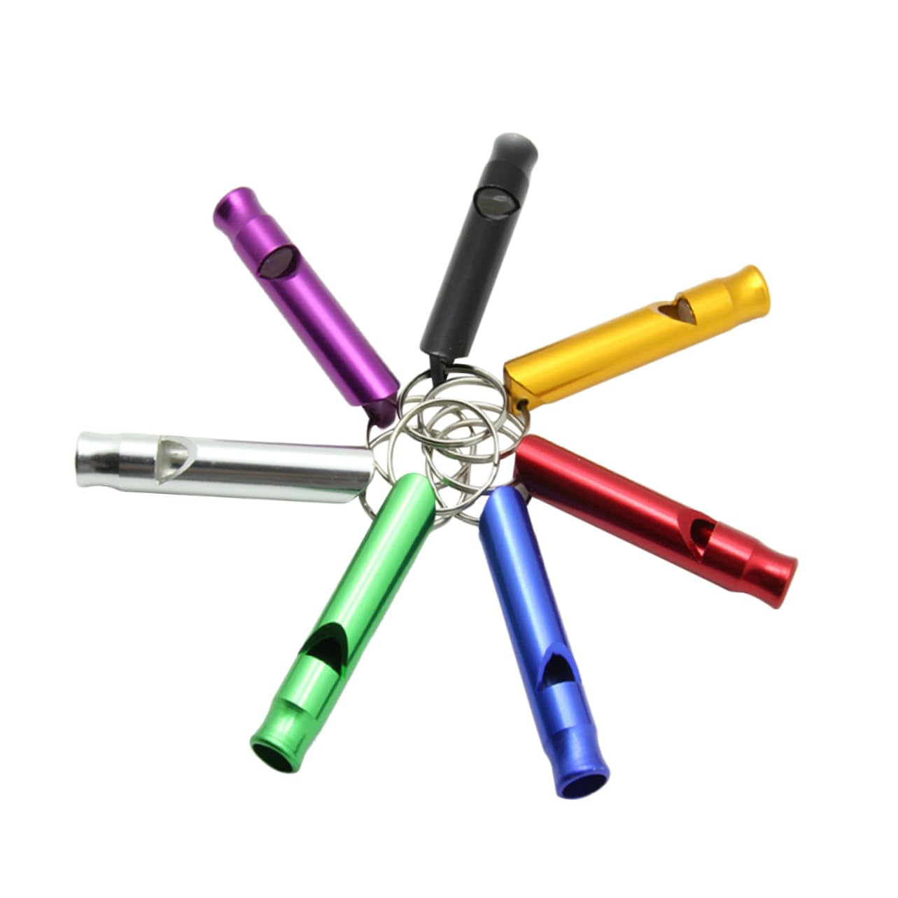 Balacoo 6Pcs Aluminum Survival Whistles Loud Emergency Whistles with Key Ring for Hiking Camping Climbing Durable Lightweight Random Color