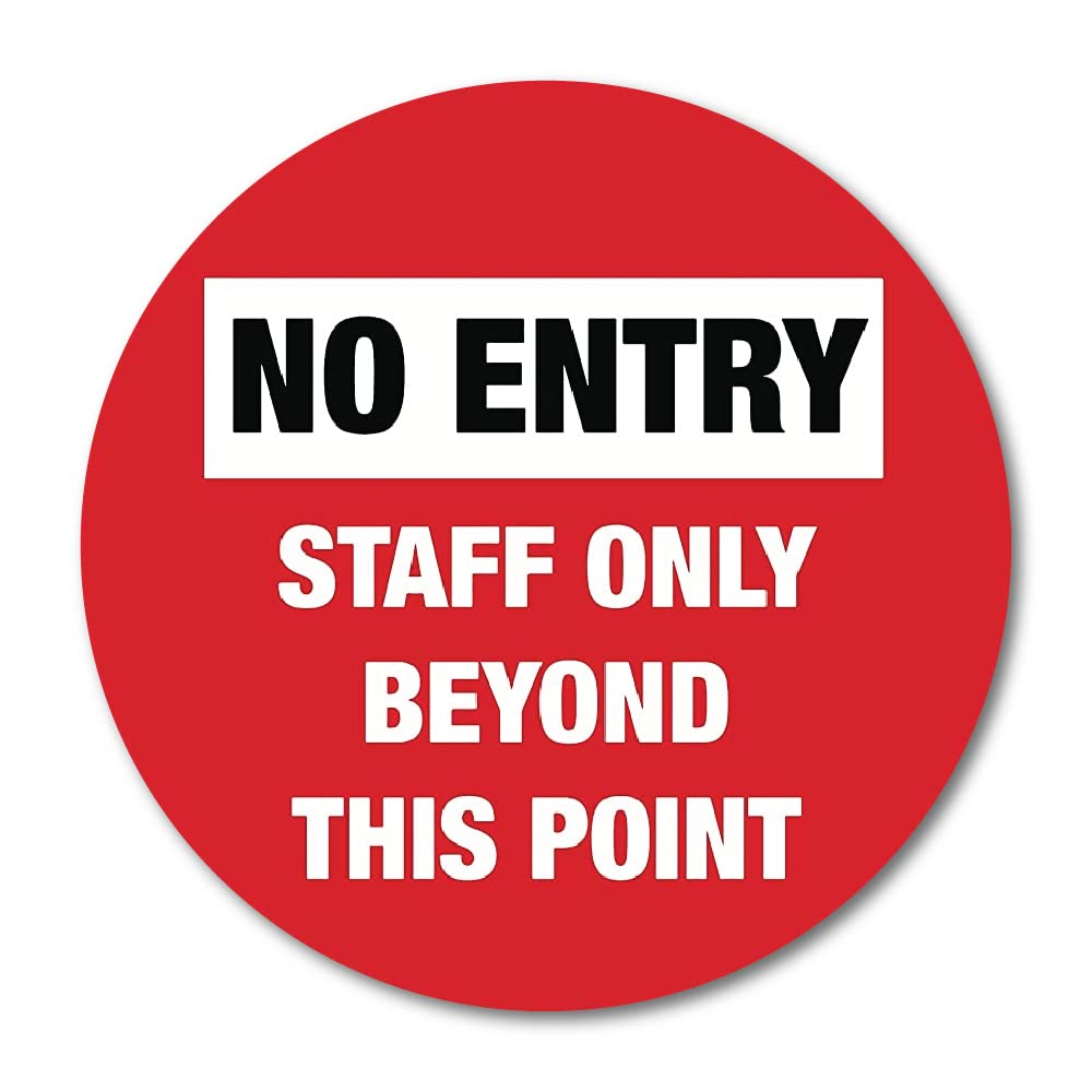 VVWV No Entry Staff Only Social Distancing Sticker for Floor Marking Safety Signs Vinyl Stickers Office Hospital Restaurant Bank L X H 12 X 12 Inch (Multicolored) Pack of 2