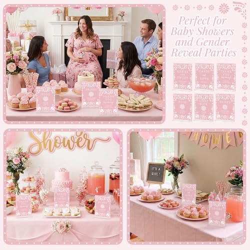 Image of Vercraft 6 Pcs Cielito Lindo Baby Shower Table Decoration Mexican Fiesta Papel Picado Thank You Acrylic Sign 6 x 8 Inch Pink Cielito Lindo Centerpieces with Stand Mexican Party Decoration