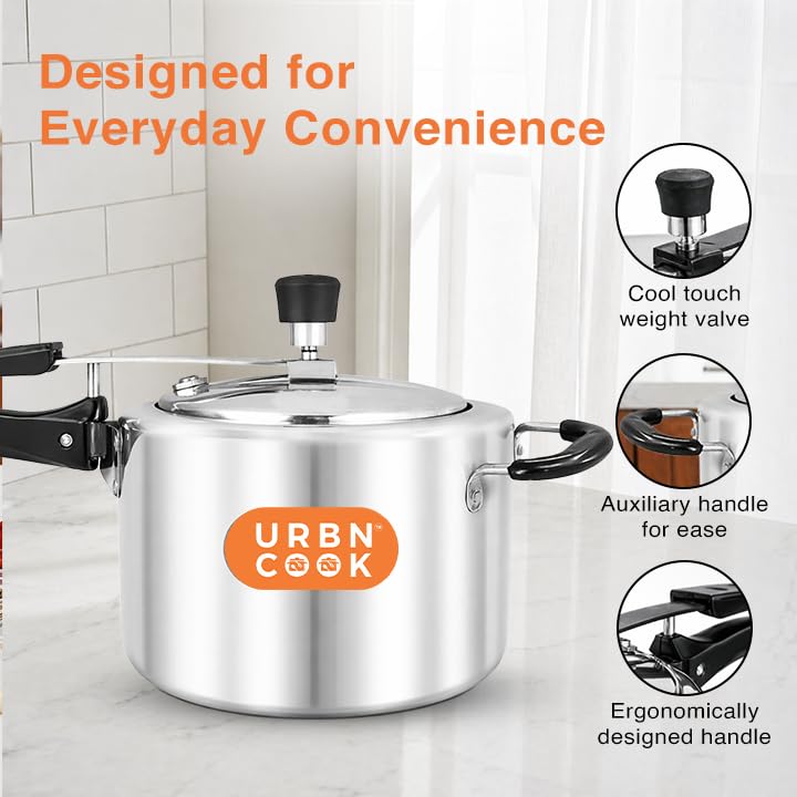 Image of 3 Litre Aluminium Pressure Cooker Induction Base Inner Lid Prime Series Silver Mirror Finish Durable Aluminium Body Efficient Kitchen Pot Essential for Meals