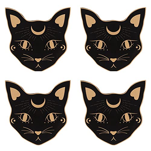 Something Different Mystic Mog Cat Face Coaster Set (Pack of 4) (One Size) (Black) - Image 2