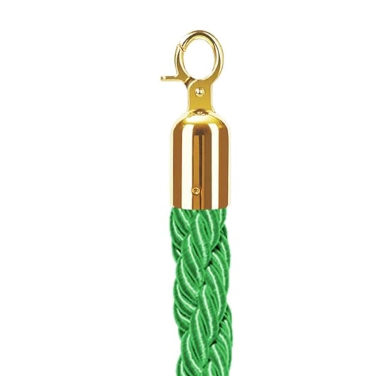 Ghkryd Green Barrier Rope, Queue Rope/Braided Hemp Rope With Gold Hook For Hotel Movie Theaters Hanging Stanchions Post Pole ﻿(,84In/213.4Cm/7Ft)
