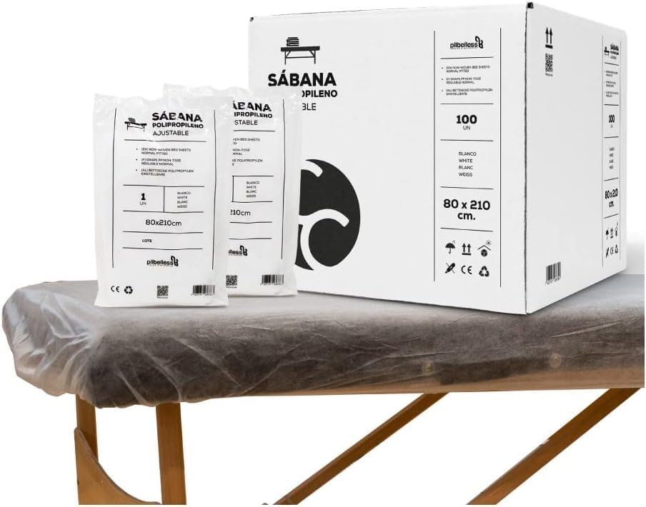 Sábanas Desechables para Camilla TNT SMS | 10 unidades, 80x210 cm Blanco | Funda de Camilla Ajustable Hipoalergénica