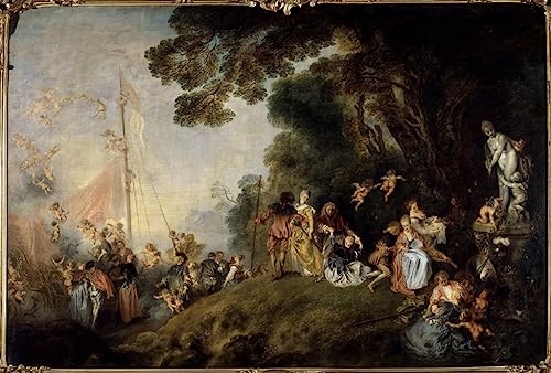 Tableau salon Embarquement pour Cythère Watteau 60x90cm
