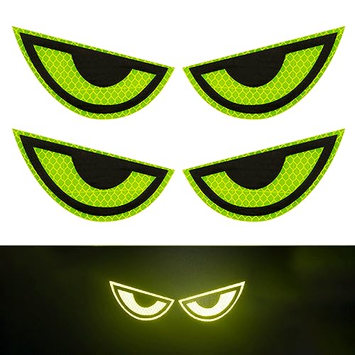 Image of Thcbme 2 Pack Car Stickers Eye Yellow Night Safety Driving Reflective Cute Caution Decal, Motorcycle Helmet Stickers Decals, for Bumpers, Window, Laptop, Wall (Yellow) Reflective 4 inch by 2 inch