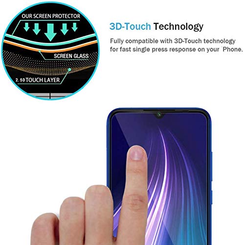 Image of Tempered Glass Screen Protector Compatible for Xiaomi Mi Note 8 Pro (6.53 Inch) HD Clear, Bubble-Free, Anti-Scratch Full Protection Durable Tempered Glass (Black, Pack of 1)