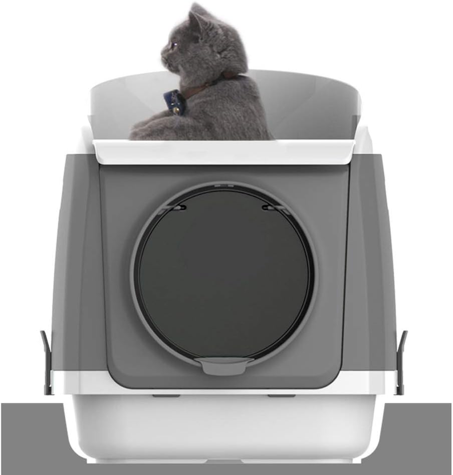 Dog Bed Top-in Two-Door ToiletSemi-Enclosed Splash Deodorant Large Litter Pet Supplies 46 * 55 * 49cm Automatic Intelligent petwith lid (Blue)