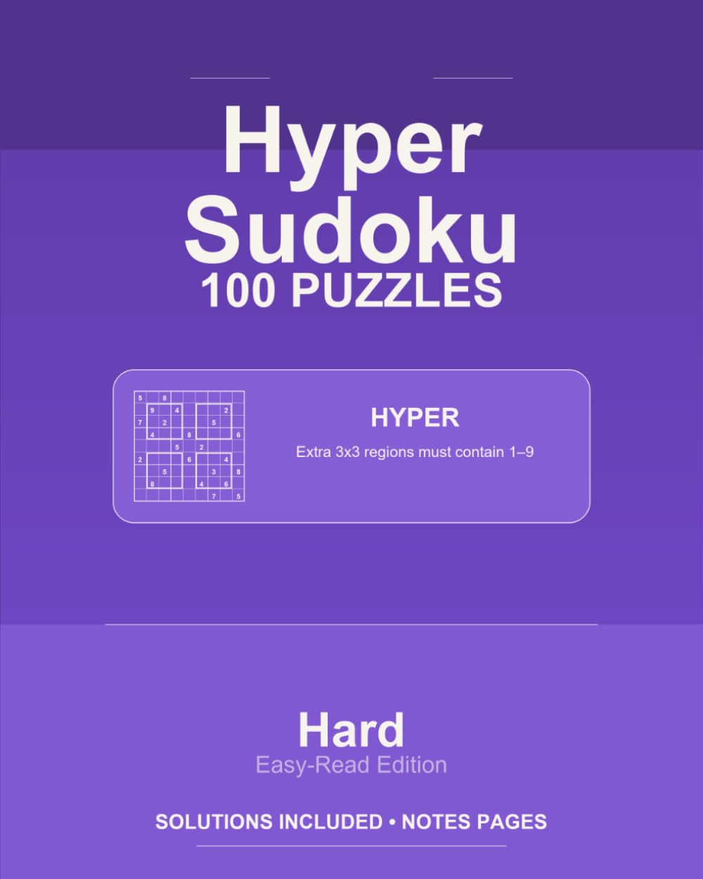 Hyper Sudoku - 100 Hard Puzzles - VOL1: 100 Puzzles - 8x10 (Sapiver Press Sudoku Series)