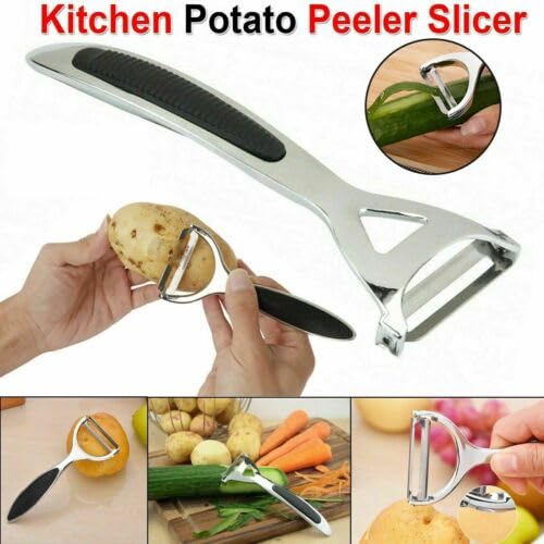 ARA CHOICE Heavy Duty Chrome Alloy 2-in-1 Peeler with Bottle Opener - Stainless Steel Kitchen Tool for Fruits and Vegetables - Silver - Image 3