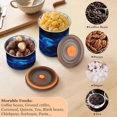 Contenedor de café hermético acero inoxidable 17oz azul miniatura 5