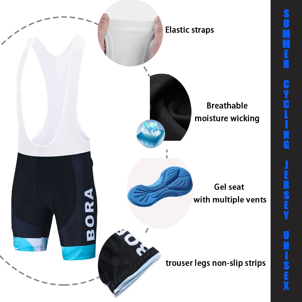 HOMTOL Abbigliamento Ciclismo Set Manica Corta Tuta Ciclismo Uomo Completo Ciclismo Estivo Per Bici Da MTB Con Pantaloncini Imbottiti in Gel Traspirante e Ad Asciugatura Rapida