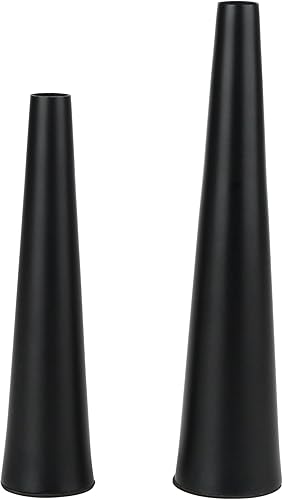 Vixdonos Jarrón de metal negro de 10.58.5 pulgadas, juego de 2 jarrones cónicos para decoración de mesa de boda, decoración del hogar (negro mate)