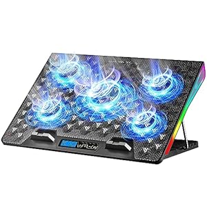 AICHESON Gaming Laptop Cooling Pad, RGB Lights Computer Cooler Stand, 5 Quiet Fans for 15.6-18 Inch Laptops, PC Notebook Heat Dissipation, AA2