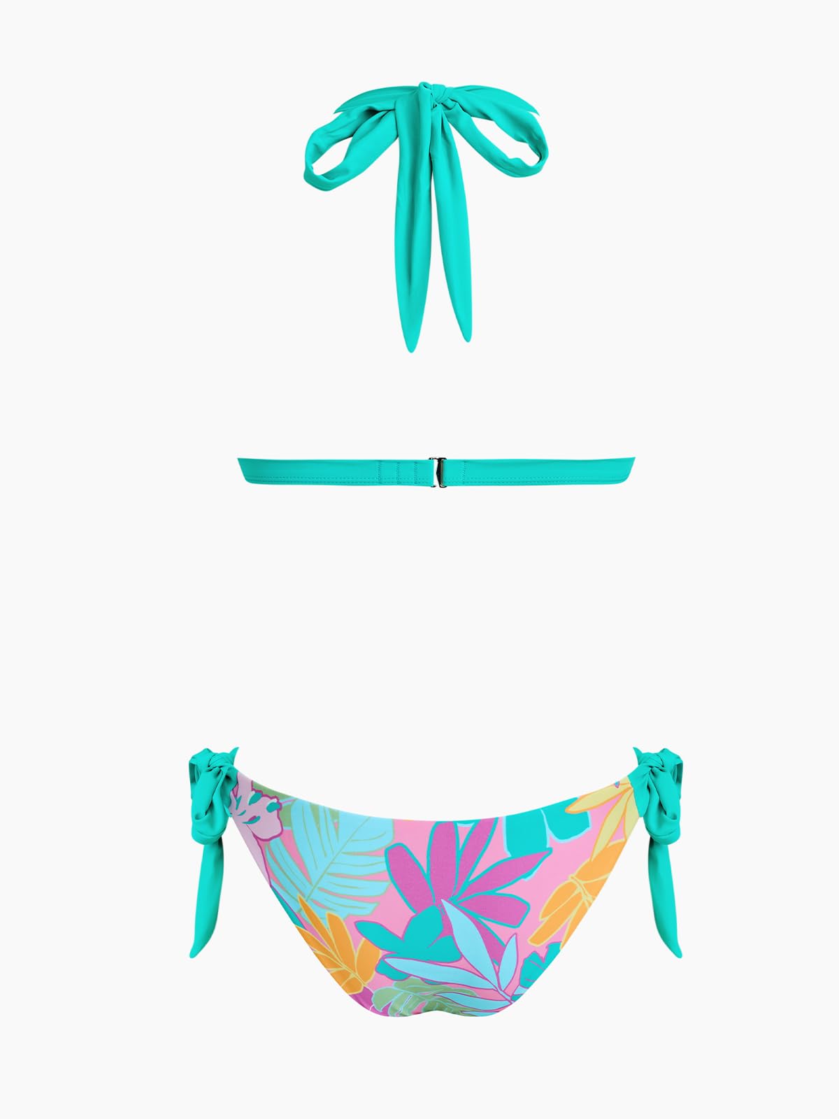 CUPSHE Damen Bikini Set V Ausschnitt wendbarem Höschen Neckholder und selbstbindendem Rückenverschluss Zweiteiliger Badeanzug