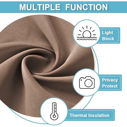 RYB HOME Sightlight Door Window Curtains, Privacy Half Window Curtains Thermal Insulate Covering for Patio/Glass/Front Door, 12 inch x 40 inches, Mocha, 1 Panel