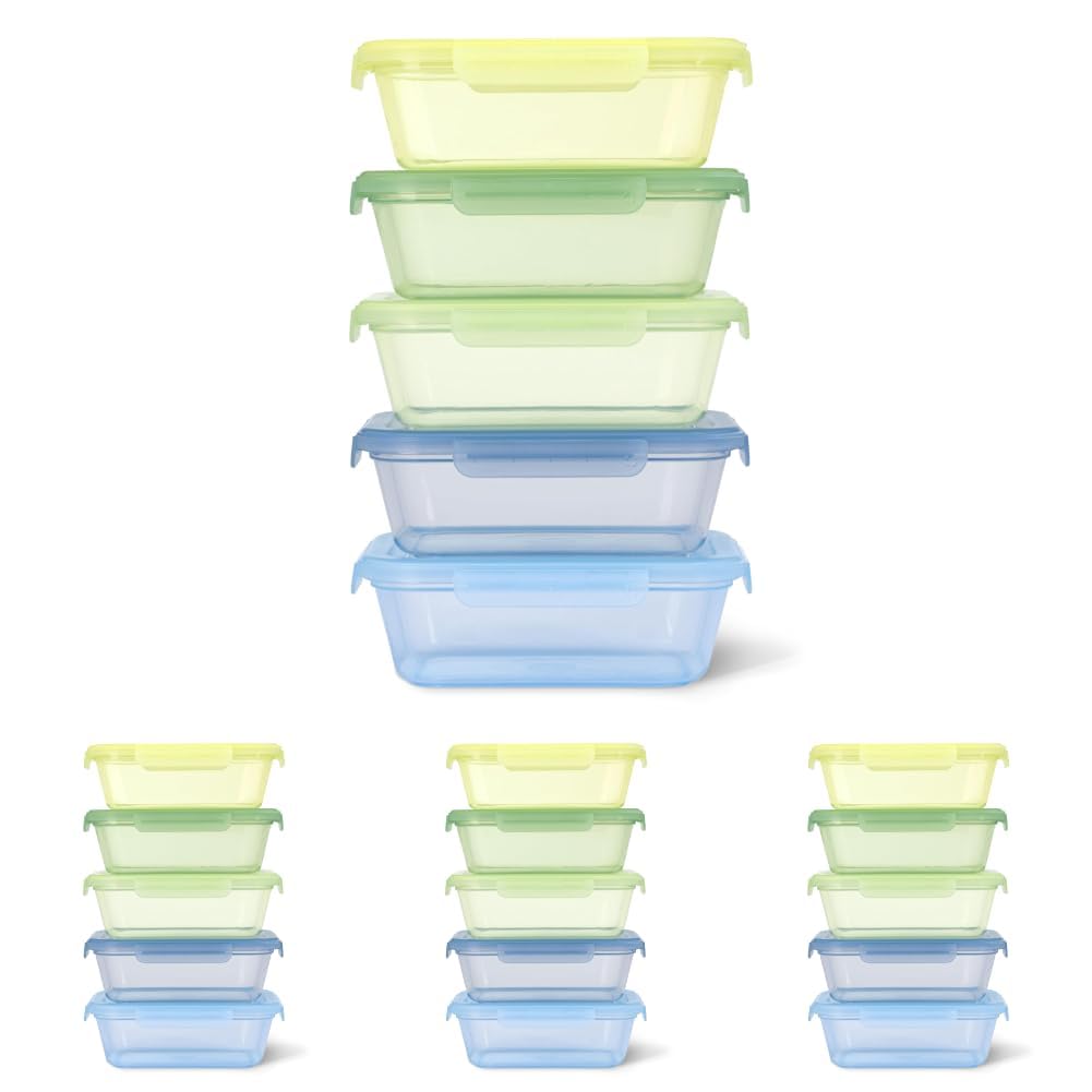 Ello Snap &amp; Nest 4.5 Cup Plastic Meal Prep Set, 10 Piece, Seafoam, Meal Prep (Pack of 4)