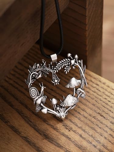 HAQUIL Vintage Nature Mushroom Necklace, Mushroom Jewelry Gift for Women2