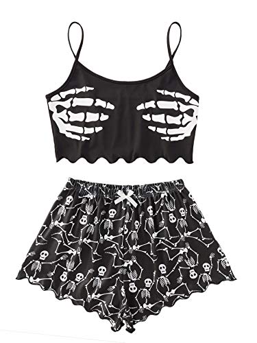 SweatyRocks Women's Summer Cute Printed Cami Top and Shorts Pajamas Set Sleepwear