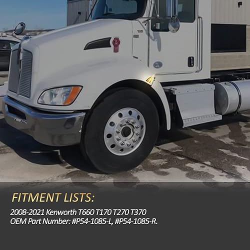 Miniatura 5 de D-Lumina Luces LED de marcador lateral, lente transparente compatible con Kenworth T660 T170 T270 T370 2008-2021, 3 filas de luces laterales de