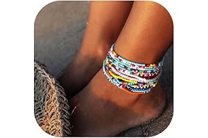 Bohemian Silver Ankle Bracelet Charm Elegant Handmade Beaded Anklet for Beach Festivals