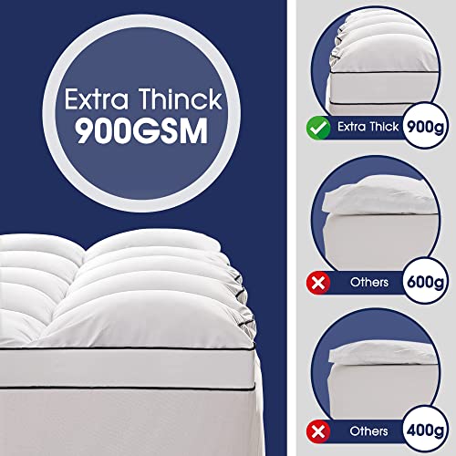 Ihanherry Extra Thick Mattress Topper Queen For Back Pain, Cooling & Breathable Mattress Pad Cover, Plush Soft Pillowtop With 8-21" Elastic Deep Pocket, All Season Bedding-White #TOP1