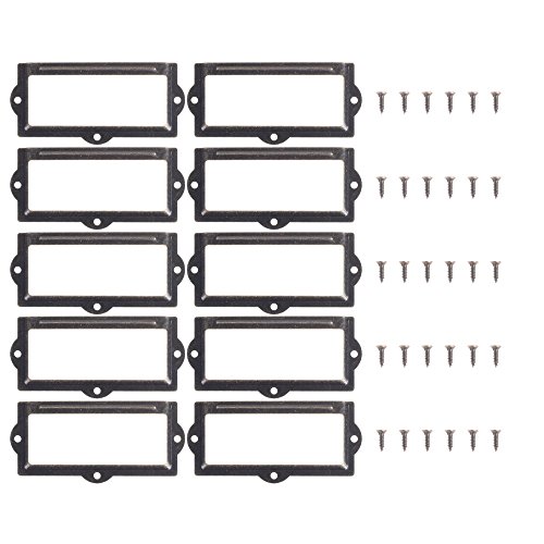 Bcp 10Pcs 90 X 42Mm Bronze Color Metal Office File Cabinet Shelves Drawer Pull Name Card Business Card Label Holder Frames With Screws #TOP20