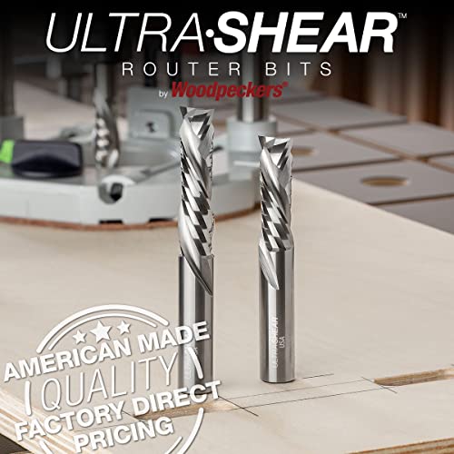 Woodpeckers Solid Carbide Router Bits US5202C, 2 Flute Spiral